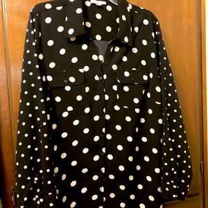 Notations Black and White Polka Dot Button Down Shirt
